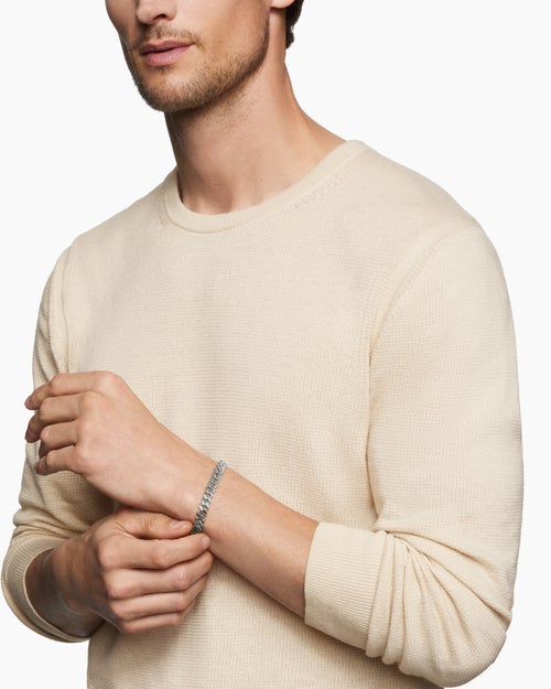 Mens Curb Chain Bracelet in Sterling Silver, 8mm