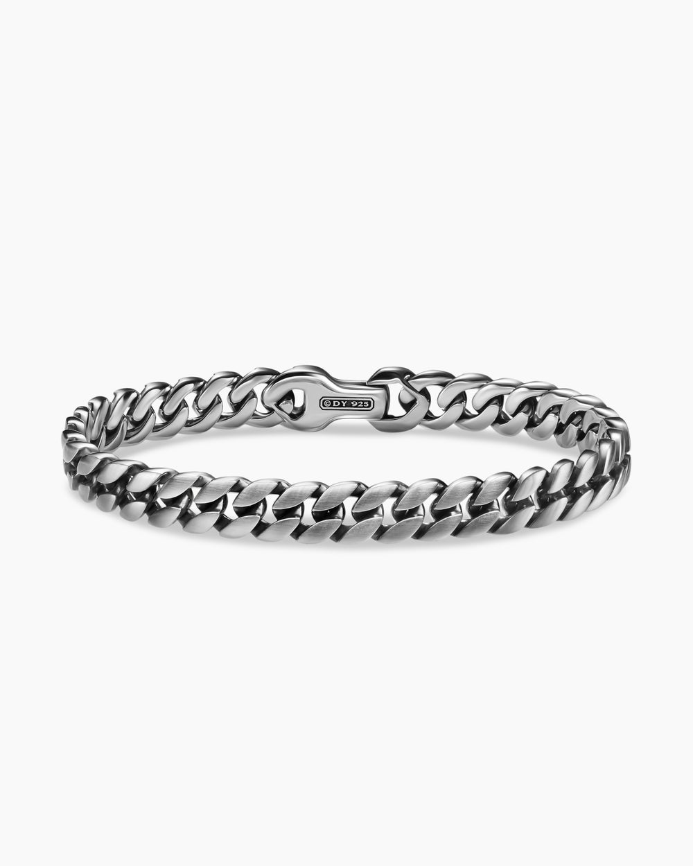 Mens Curb Chain Bracelet in Sterling Silver, 8mm