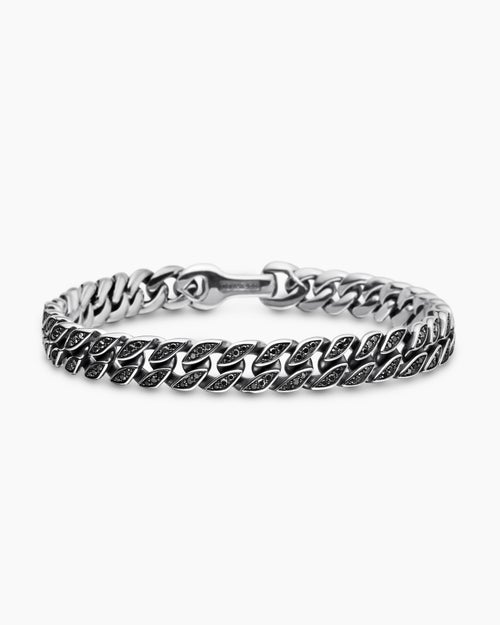 Mens Curb Chain Bracelet in Sterling Silver, 8mm