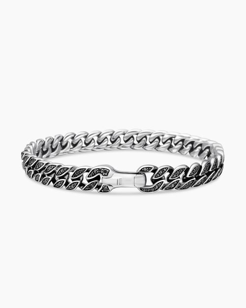 Mens Curb Chain Bracelet in Sterling Silver, 8mm