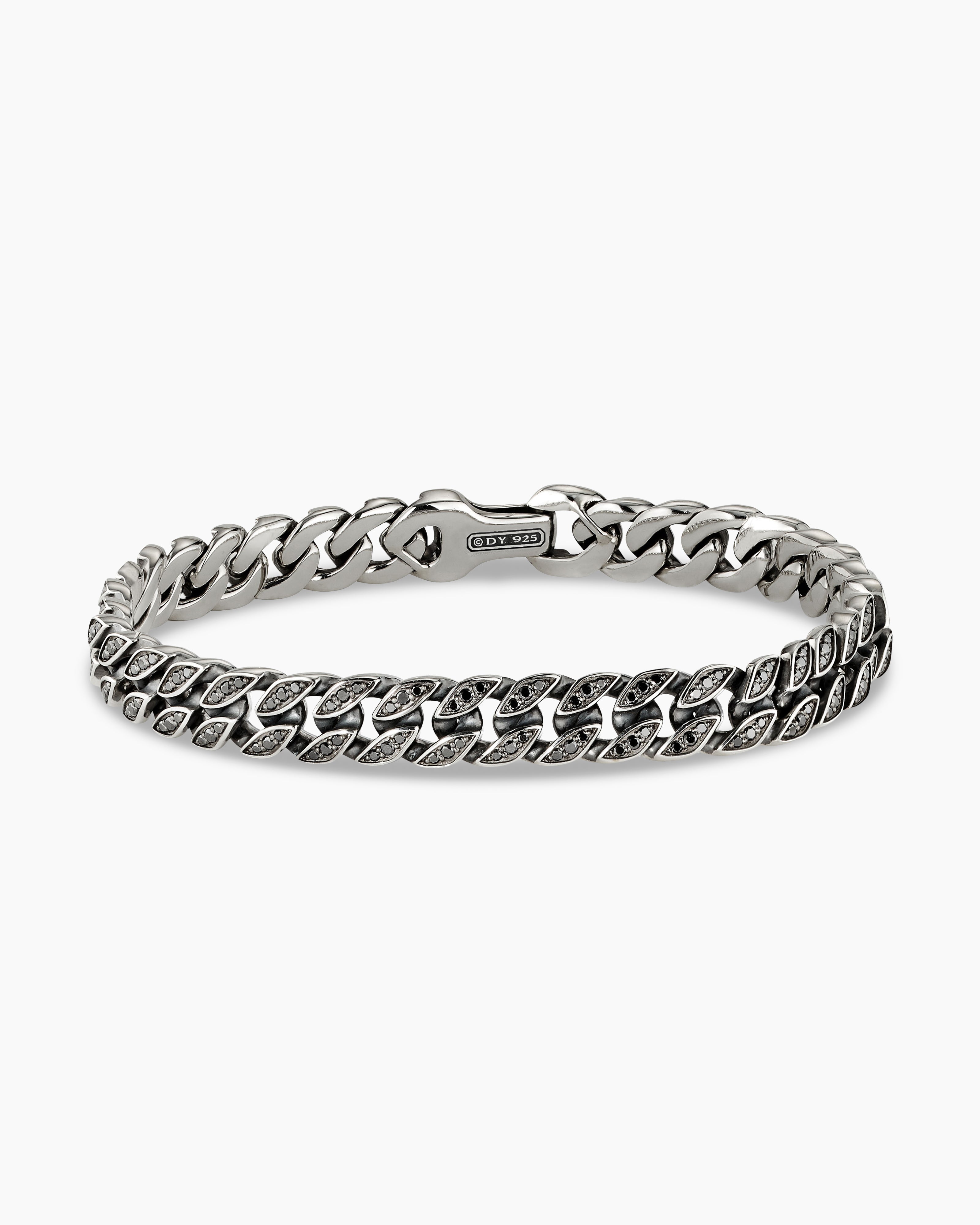 Mens Curb Chain Bracelet in Sterling Silver, 8mm