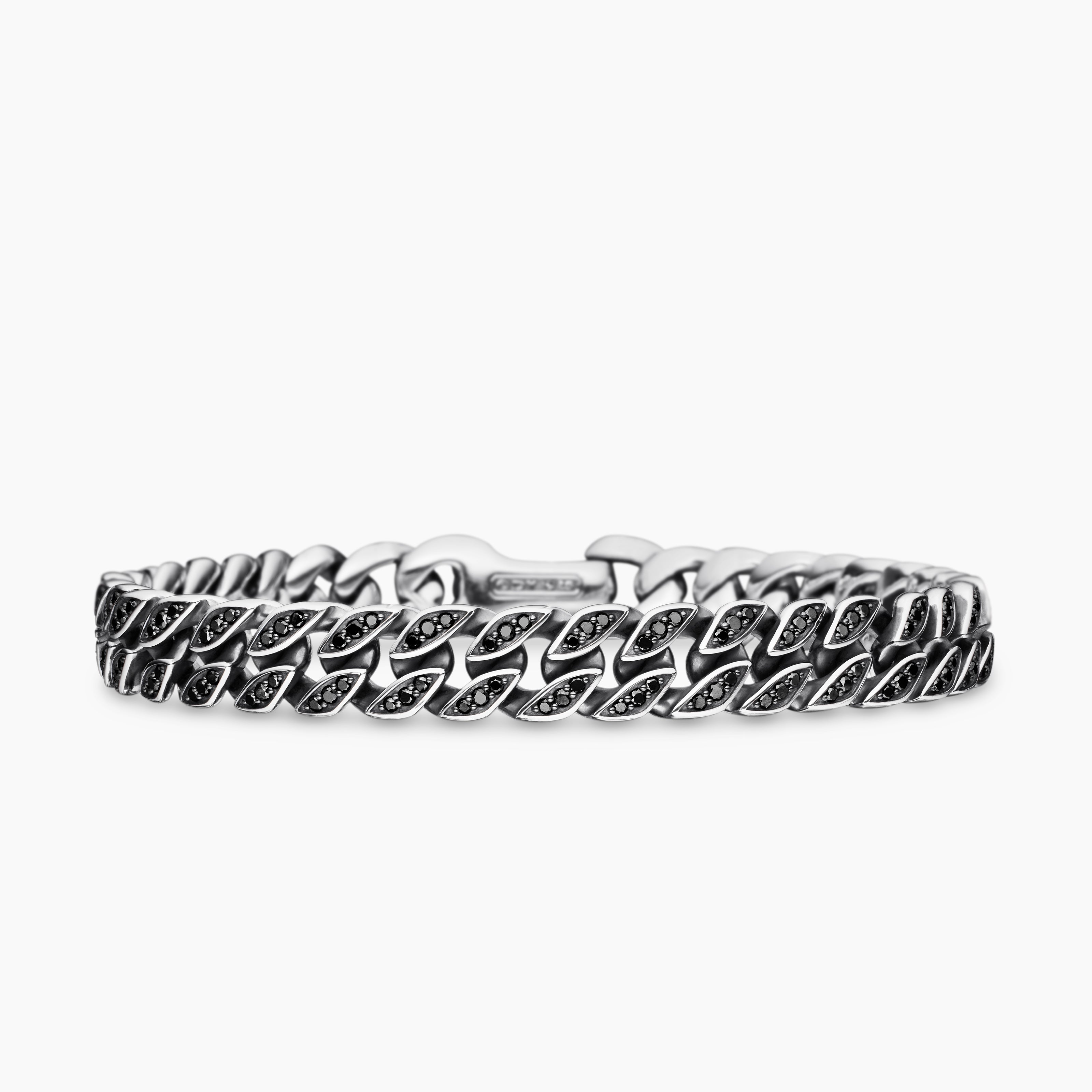 Mens Curb Chain Bracelet in Sterling Silver, 8mm