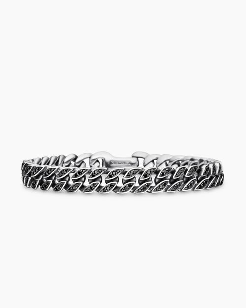 Mens Curb Chain Bracelet in Sterling Silver, 8mm