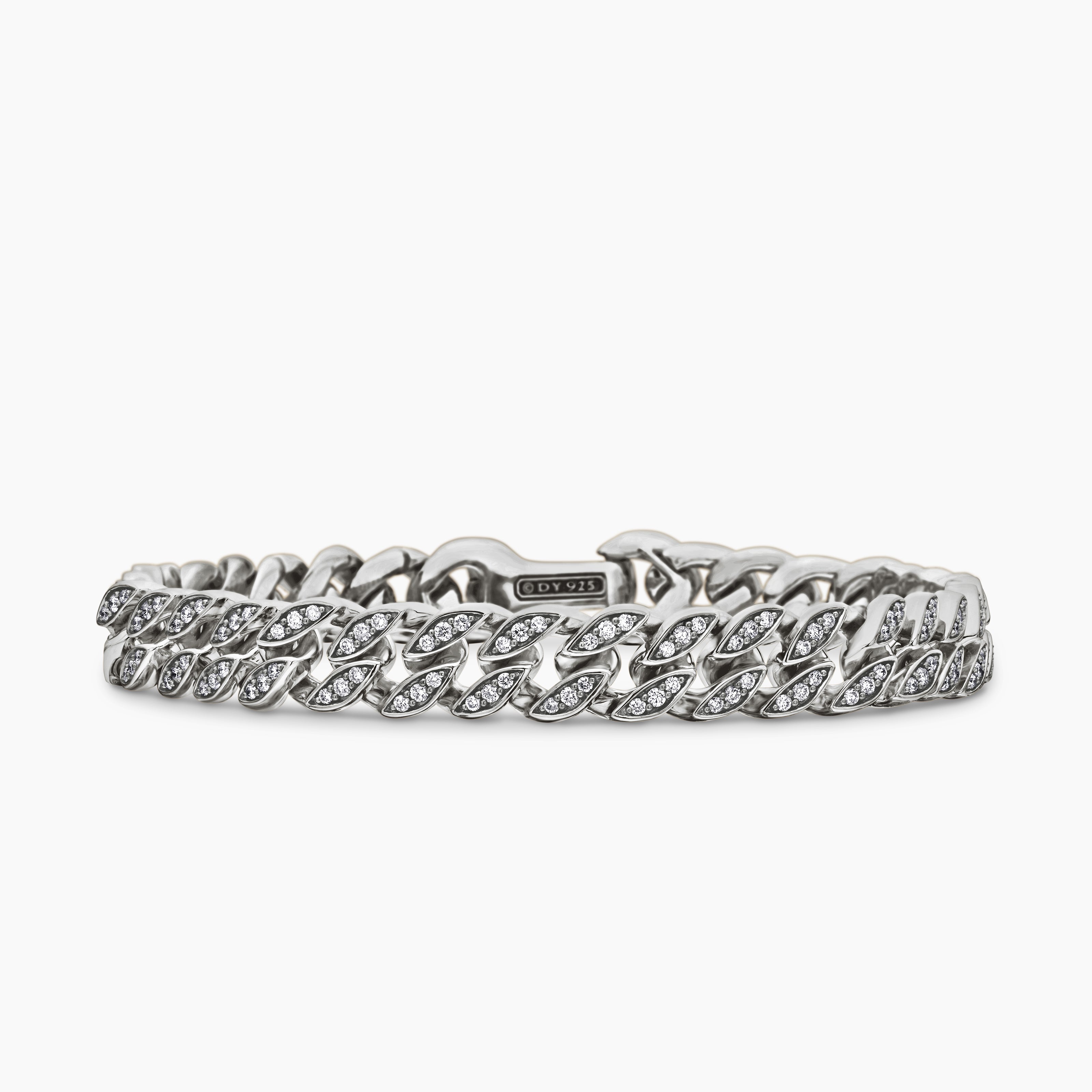 Mens Curb Chain Bracelet in Sterling Silver, 8mm