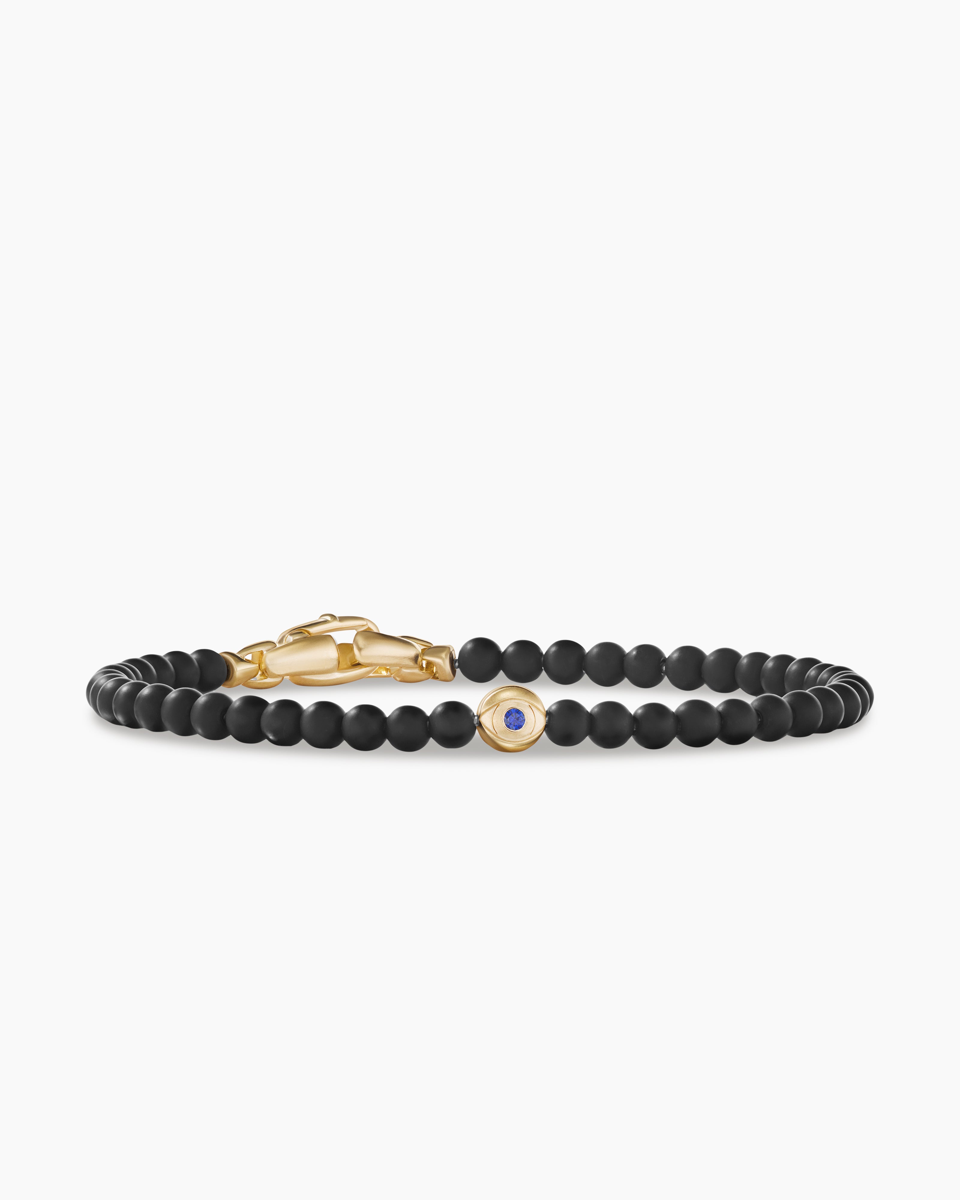 Spiritual Beads Evil Eye Bracelet with 18K Yellow Gold, 4mm