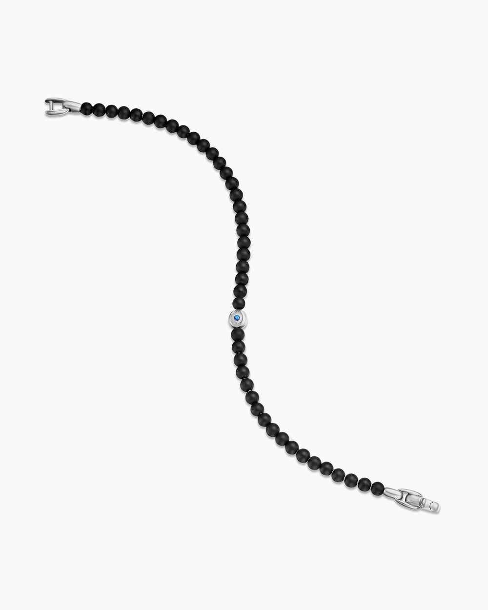 Mens Spiritual Beads Evil Eye Bracelet in Sterling Silver, 4mm