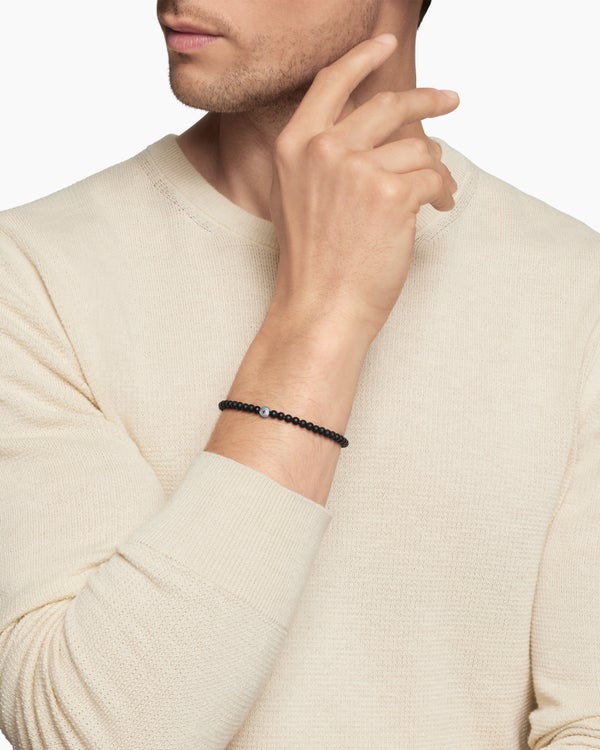 Spiritual Beads Evil Eye Bracelet in Sterling Silver, 4mm