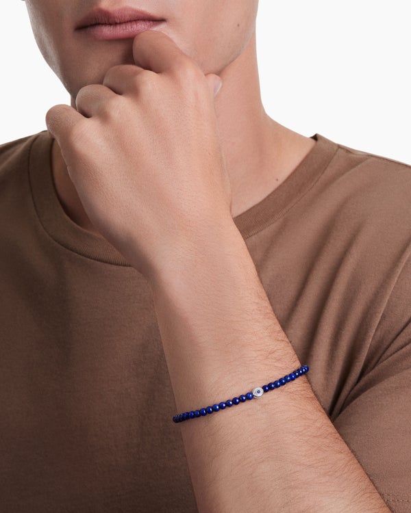 Spiritual Beads Evil Eye Bracelet in Sterling Silver, 4mm