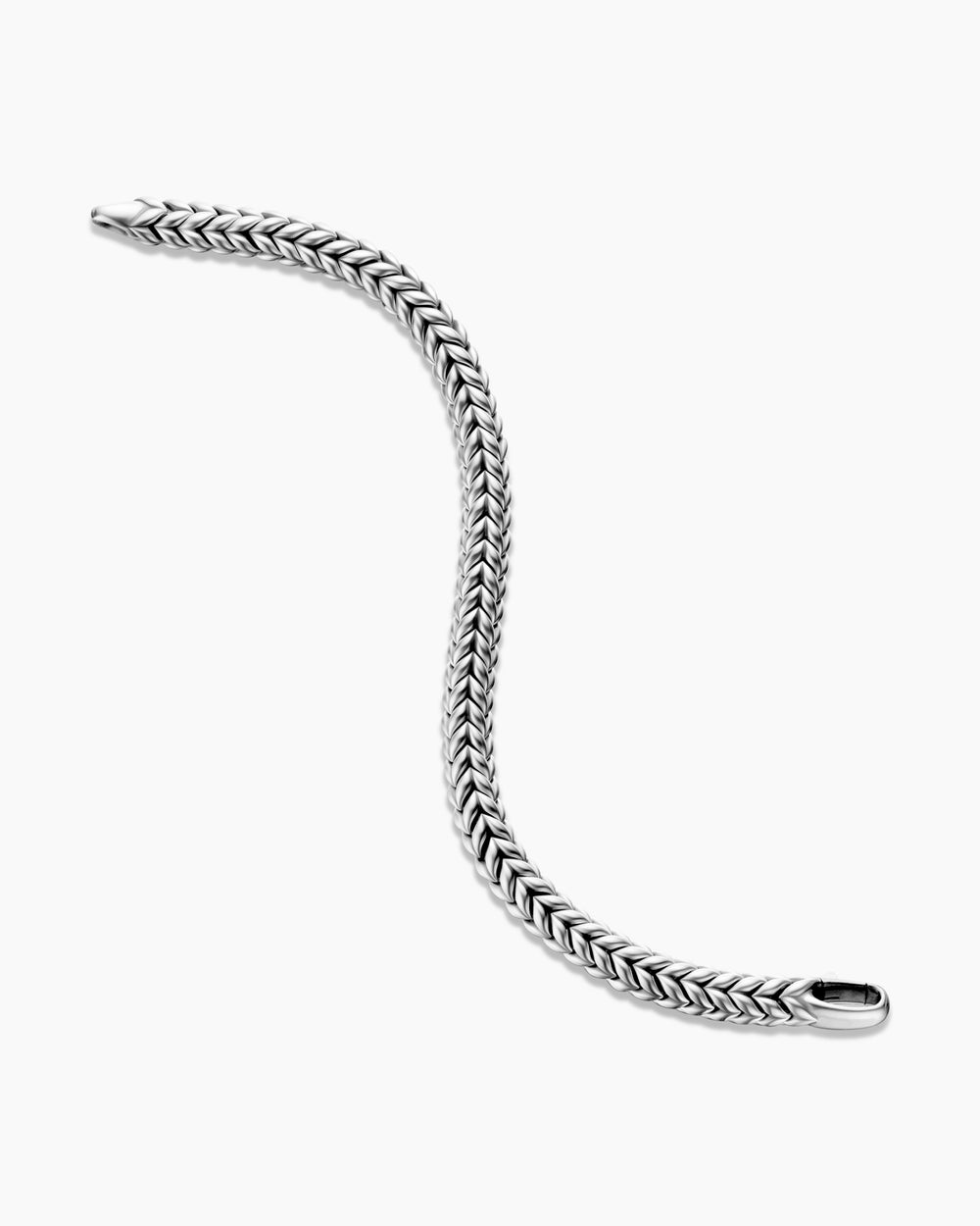 Mens Chevron Station Bracelet in Sterling Silver, 8mm