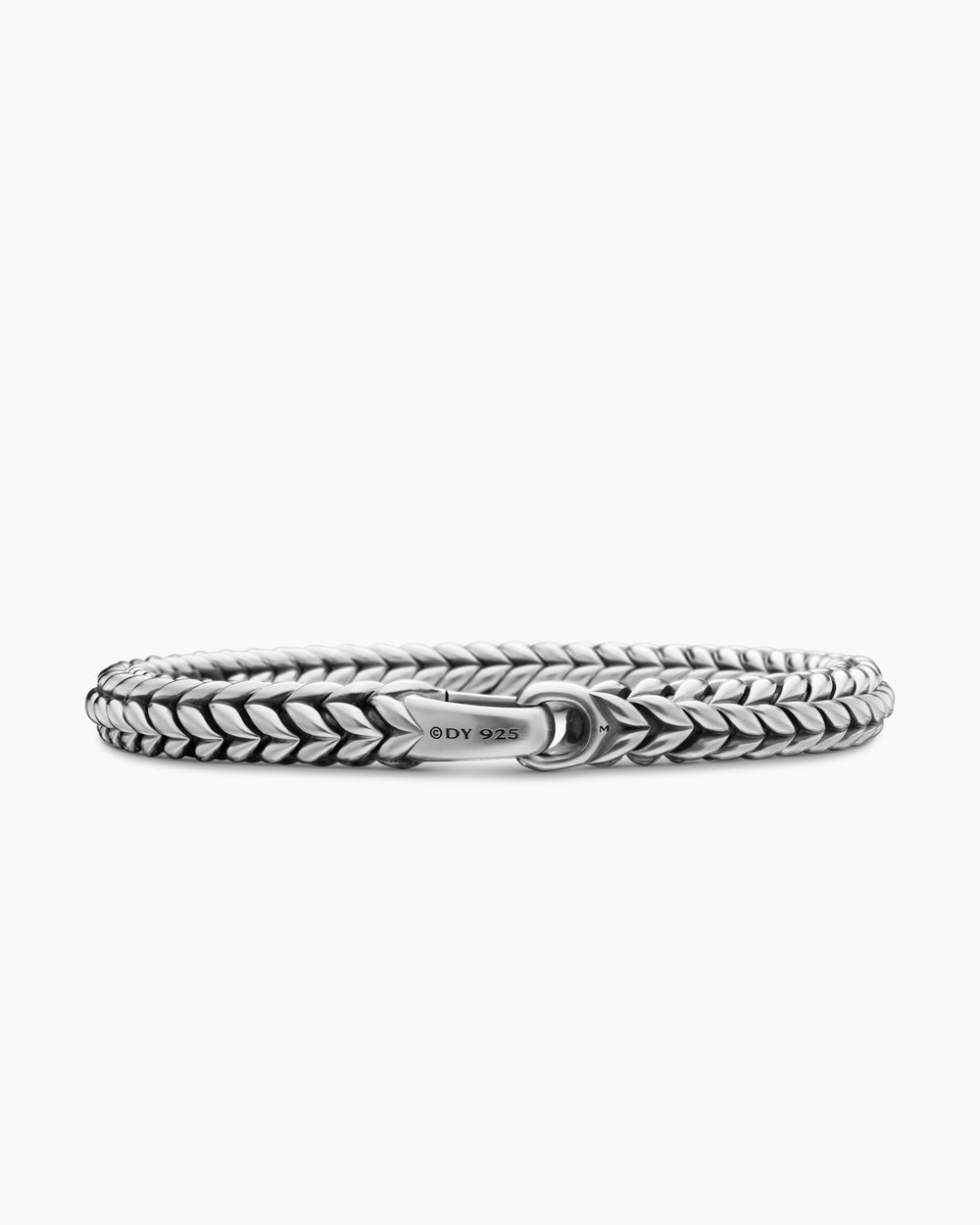 Mens Chevron Station Bracelet in Sterling Silver, 8mm
