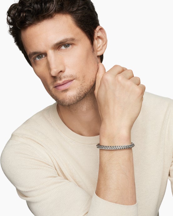 Chevron Station Bracelet in Sterling Silver, 8mm