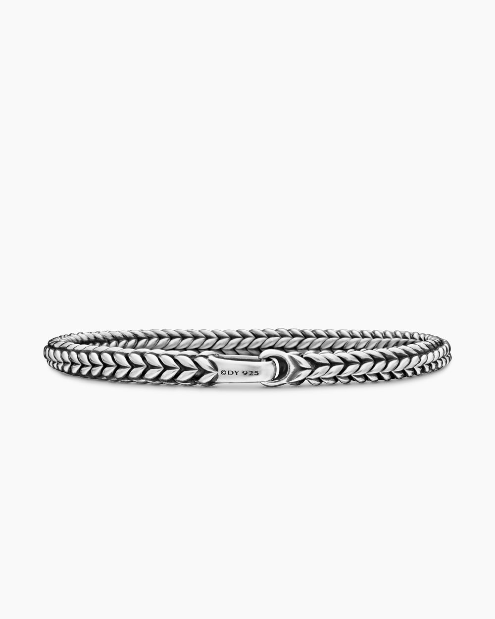 Mens Chevron Bead Bracelet in Sterling Silver, 6mm
