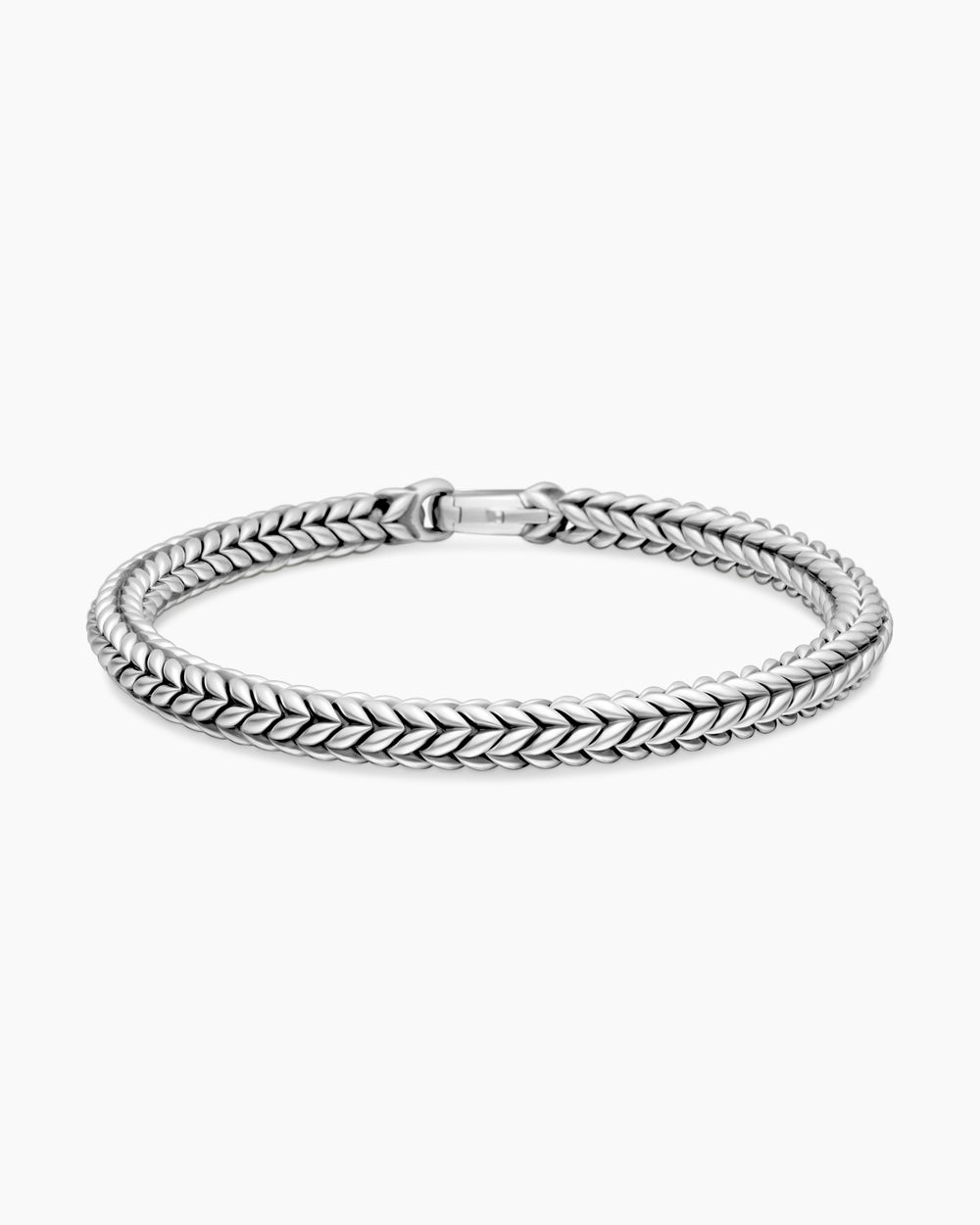 Mens Chevron Bead Bracelet in Sterling Silver, 6mm