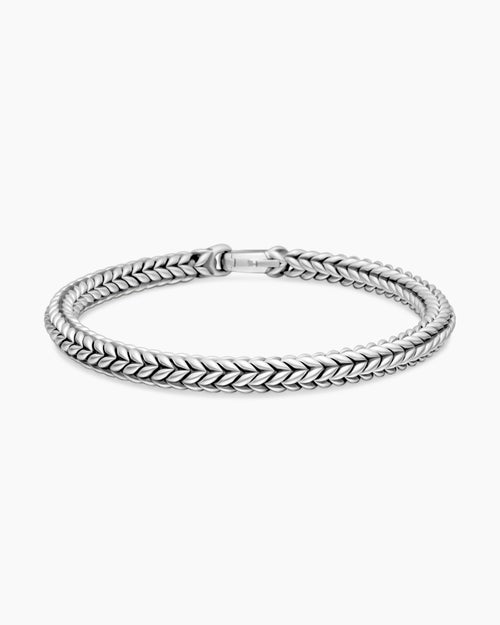 Mens Chevron Bead Bracelet in Sterling Silver, 6mm