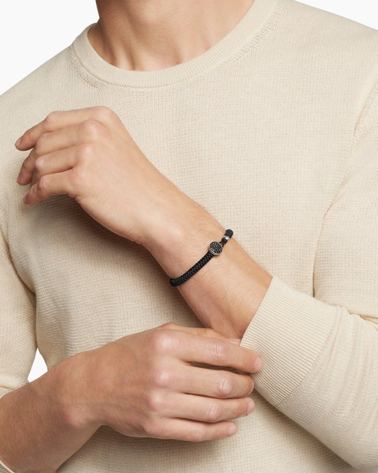 Streamline Woven Bracelet with Sterling Silver and Pavé, 6mm