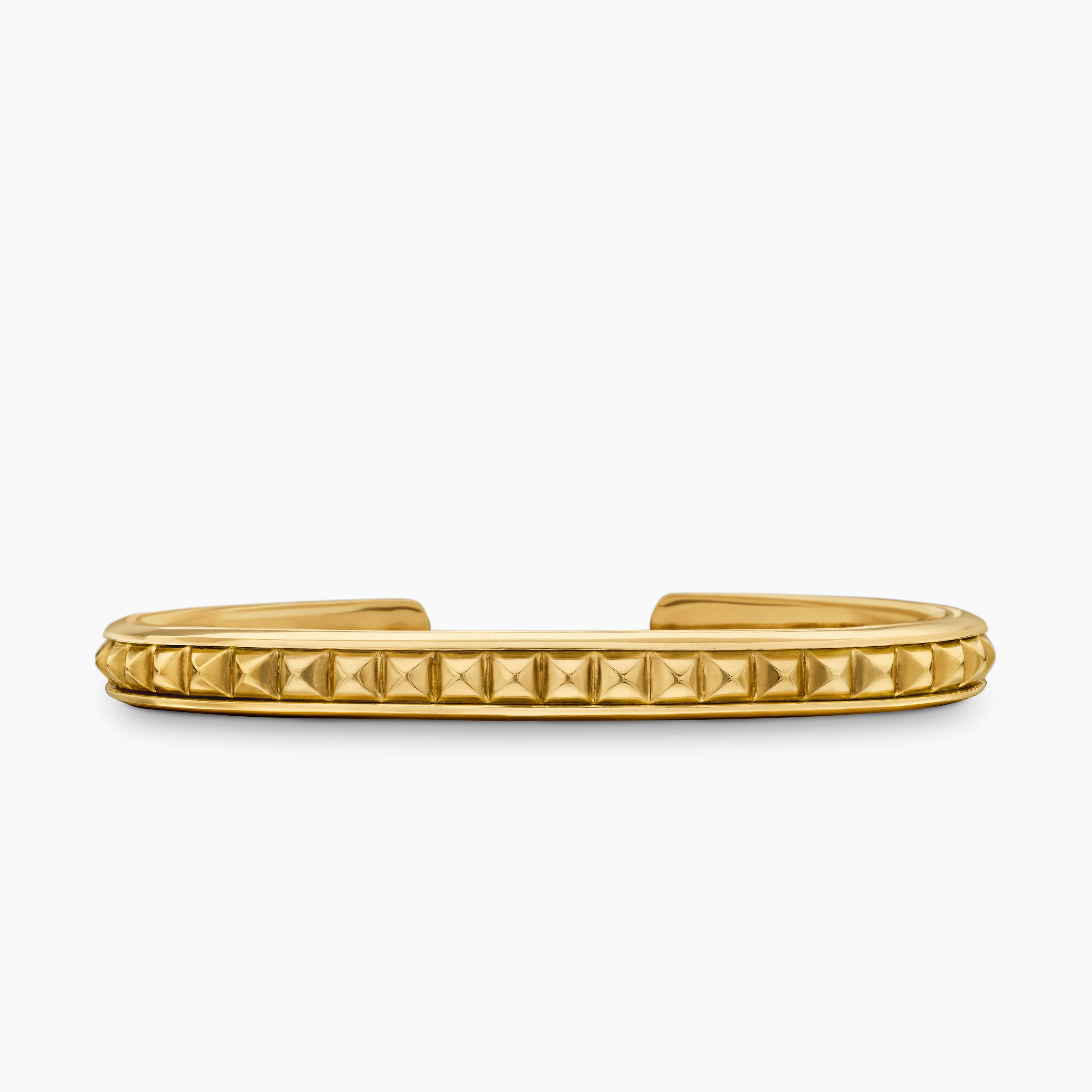 Mens Pyramid Cuff Bracelet in 18ct Yellow Gold, 7mm