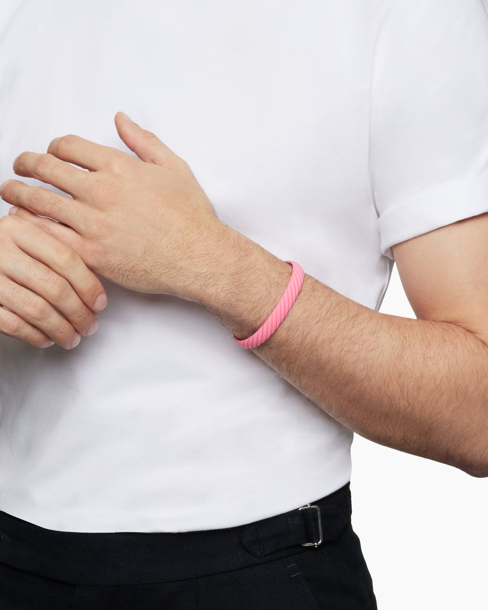 Cable Bracelet in Pink Rubber, 10mm