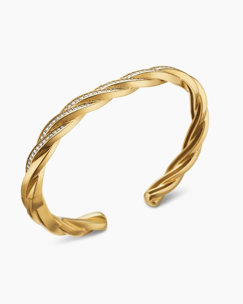 Mens DY Helios™ Cuff Bracelet in 18K Yellow Gold with Diamonds, 6mm