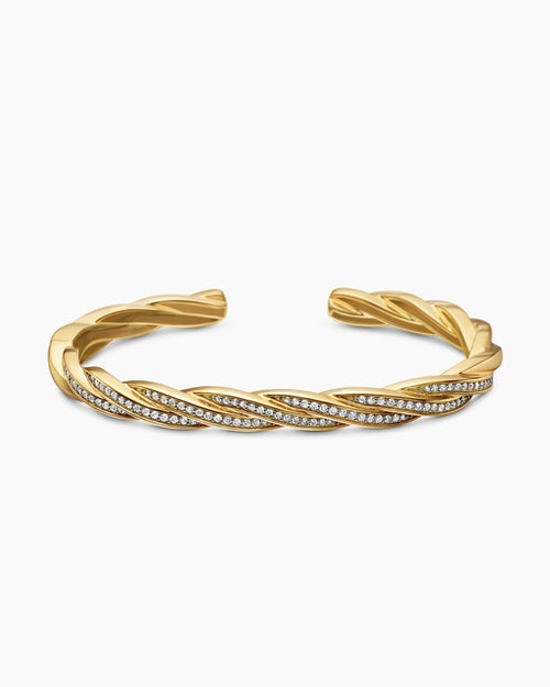 Mens DY Helios™ Cuff Bracelet in 18K Yellow Gold with Diamonds, 6mm