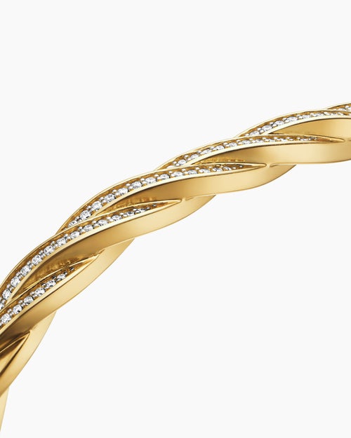 Mens DY Helios™ Cuff Bracelet in 18K Yellow Gold with Diamonds, 6mm