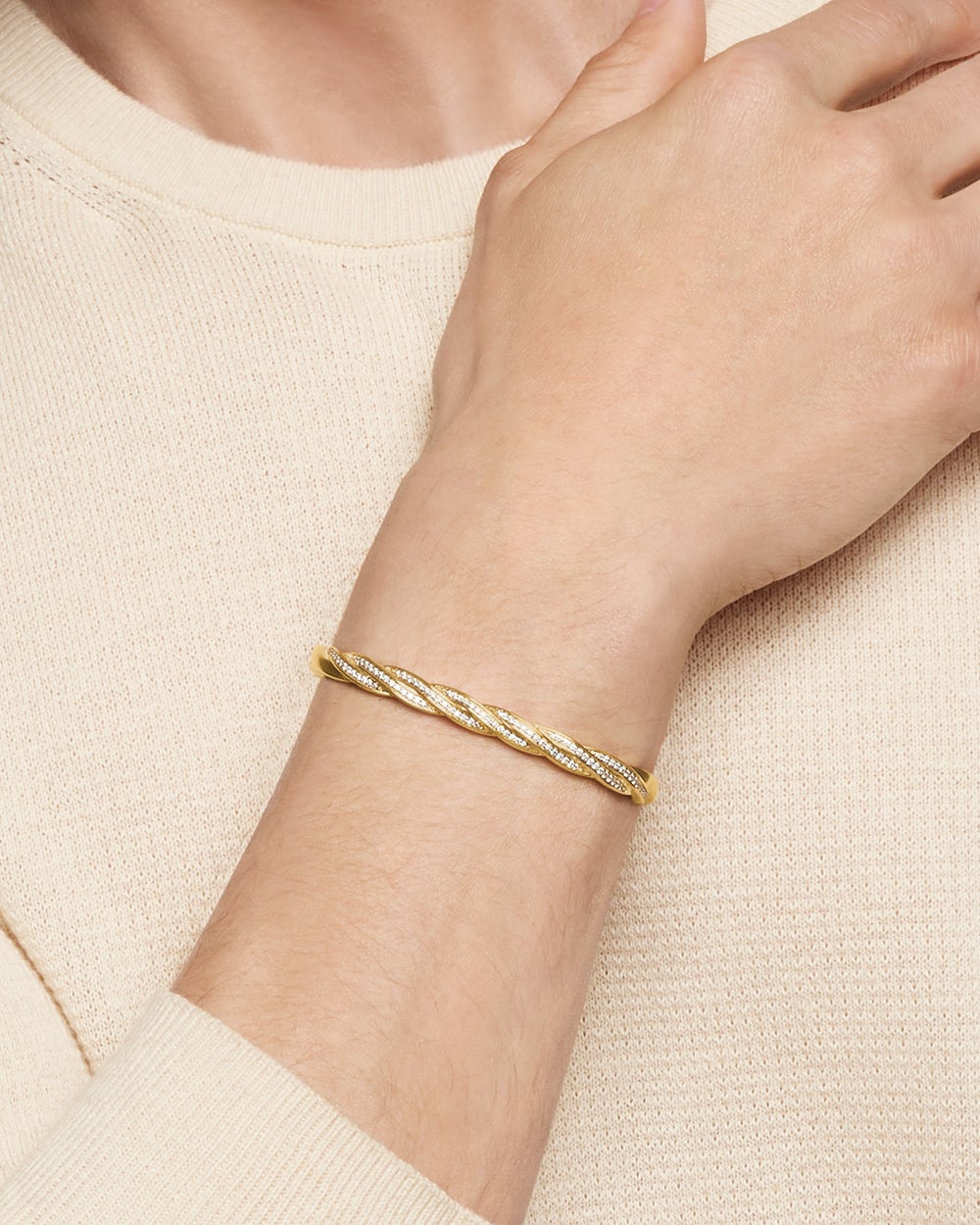 Mens DY Helios Cuff Bracelet in 18K Yellow Gold, 6mm