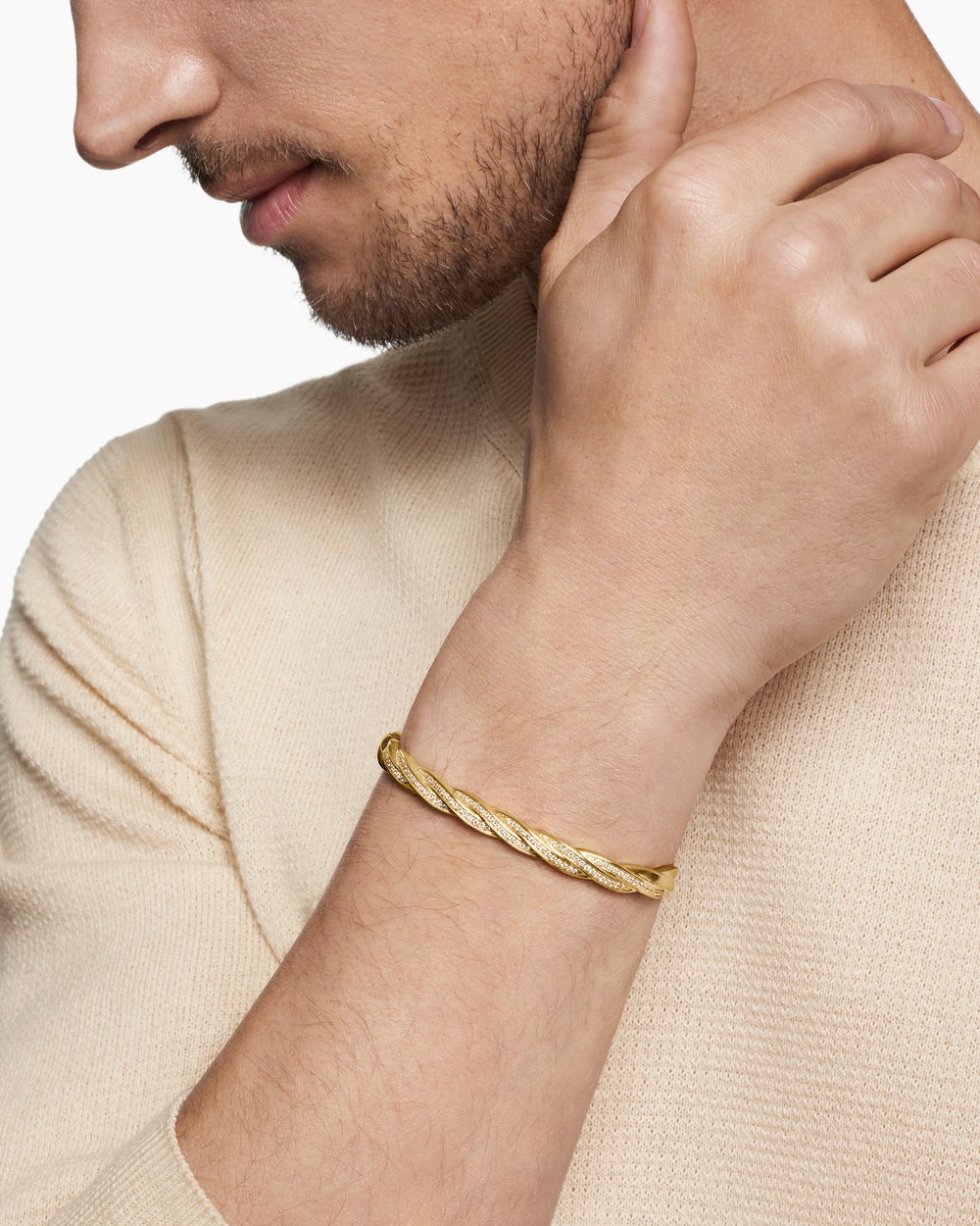 Mens DY Helios Cuff Bracelet in 18K Yellow Gold, 6mm
