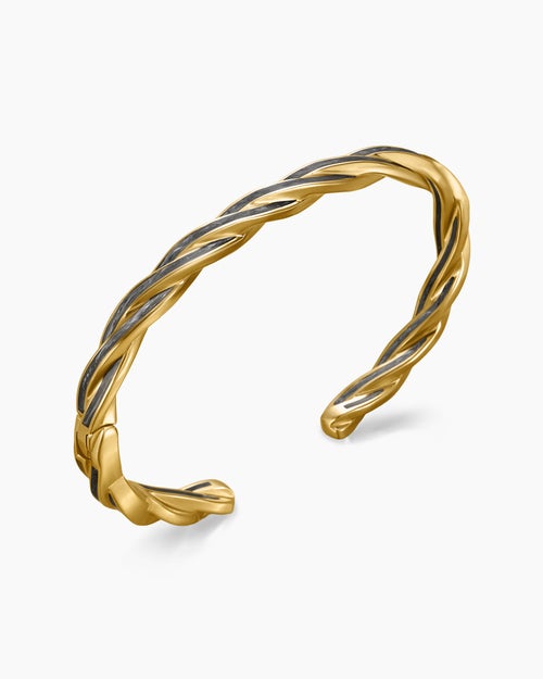 Mens DY Helios Cuff Bracelet in 18K Yellow Gold, 6mm