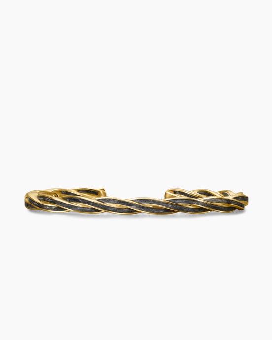 DY Helios™ Cuff Bracelet in 18K Yellow Gold with Forged Carbon, 6mm