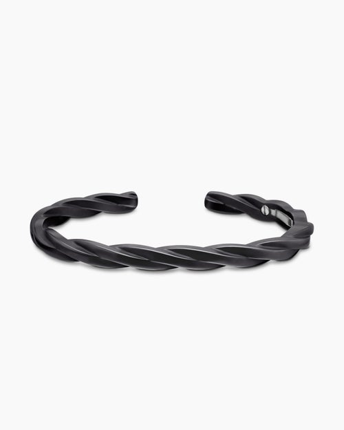 Mens DY Helios Cuff Bracelet in Black Titanium, 6mm