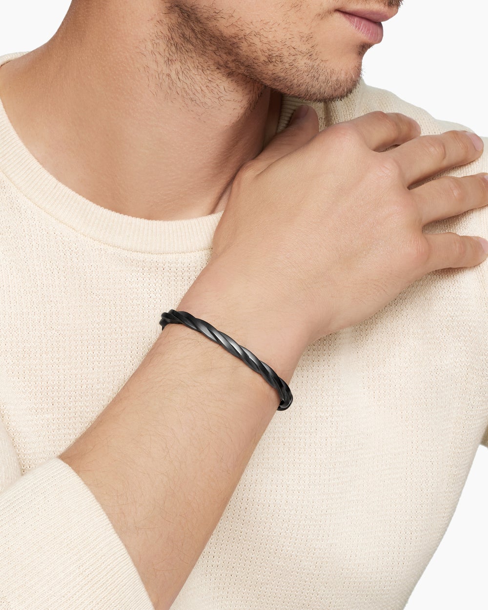 Bracelet-manchette DY Helios en titane noir, 6 mm hommes