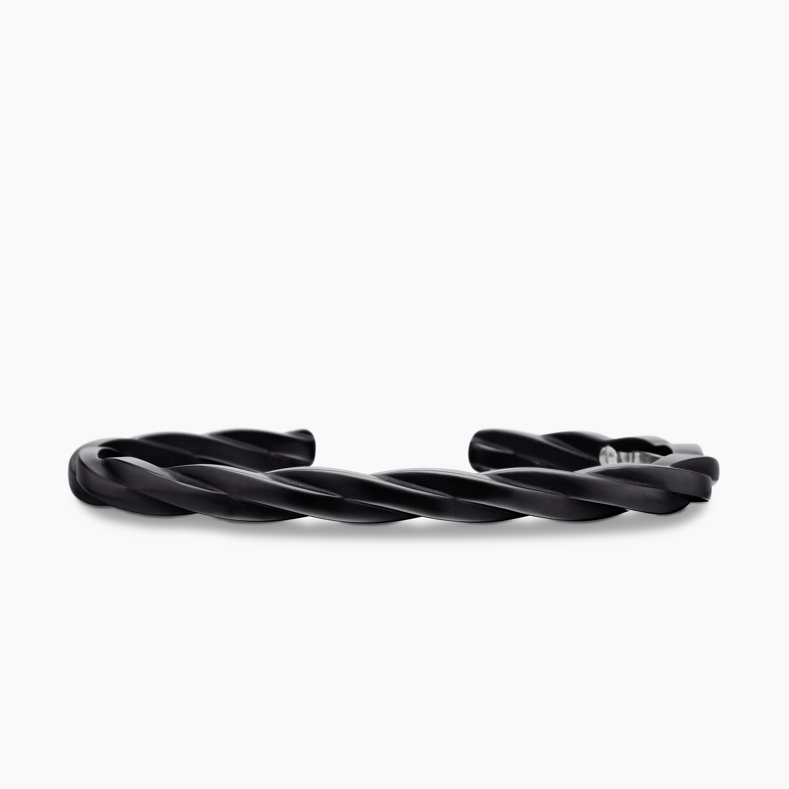 Mens DY Helios Cuff Bracelet in Black Titanium, 6mm
