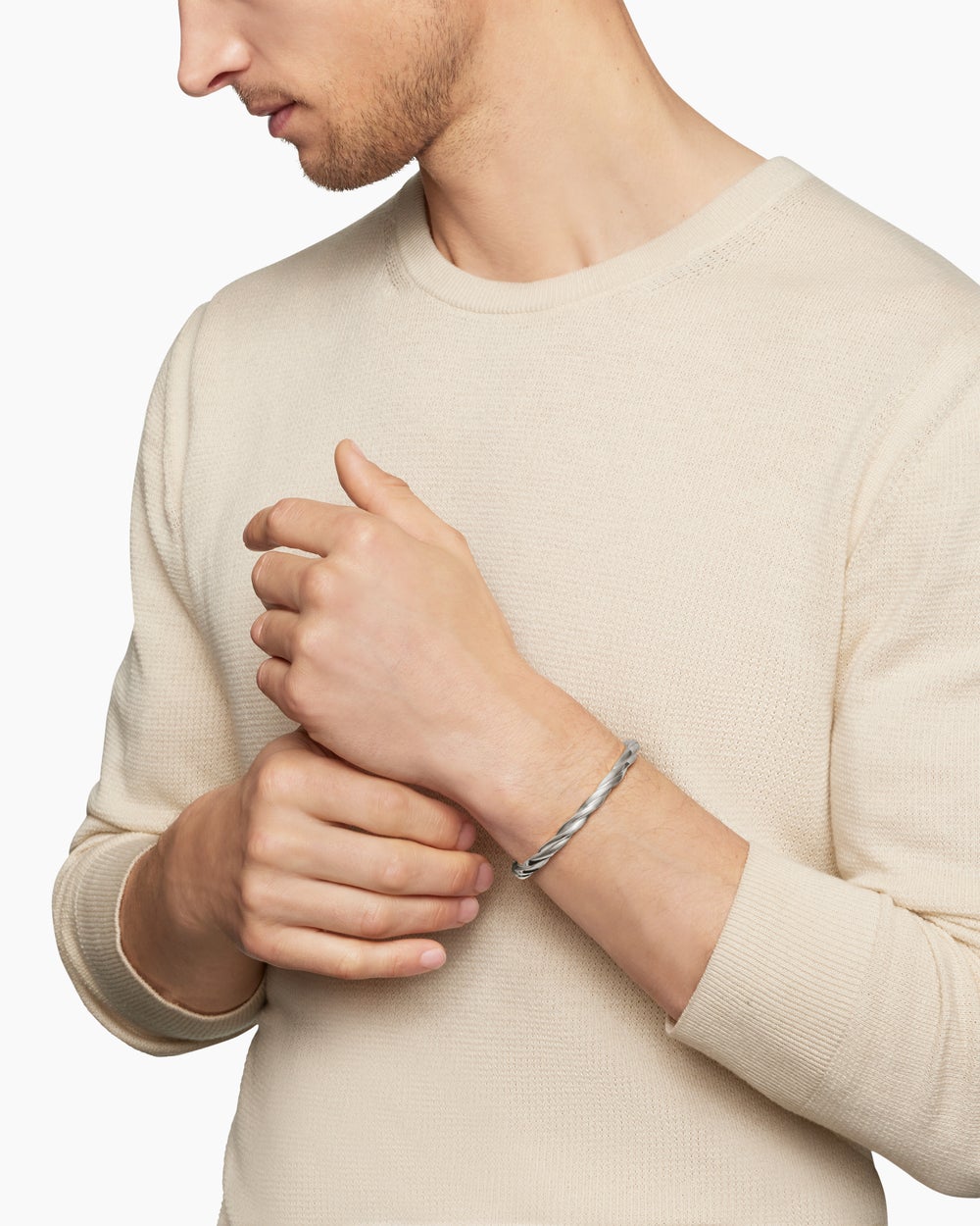 Mens DY Helios Cuff Bracelet in Sterling Silver, 6mm