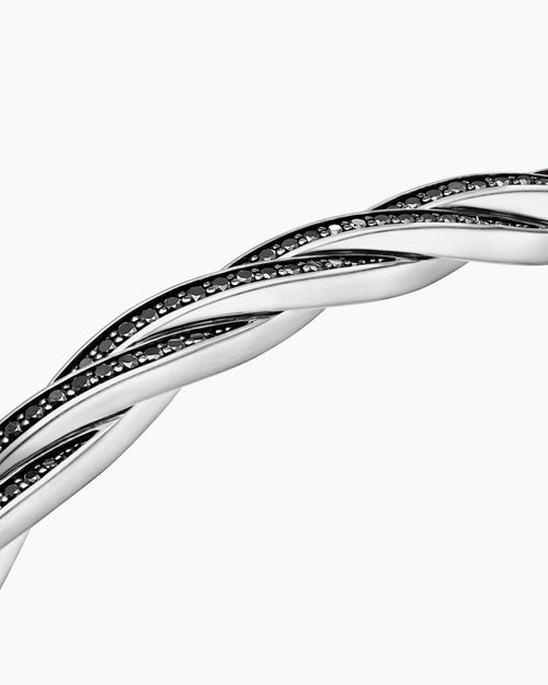 Mens DY Helios™ Cuff Bracelet in Sterling Silver with Black Diamonds, 6mm