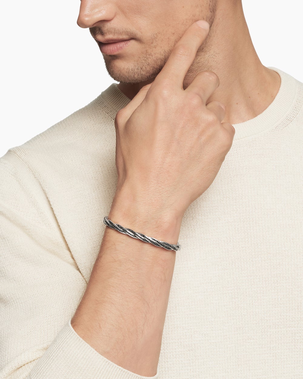 Mens DY Helios Cuff Bracelet in Sterling Silver, 6mm