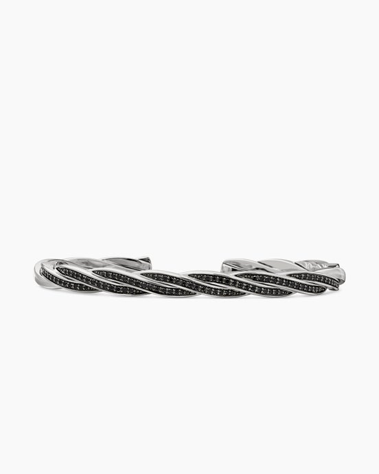 DY Helios™ Cuff Bracelet in Sterling Silver with Black Diamonds, 6mm