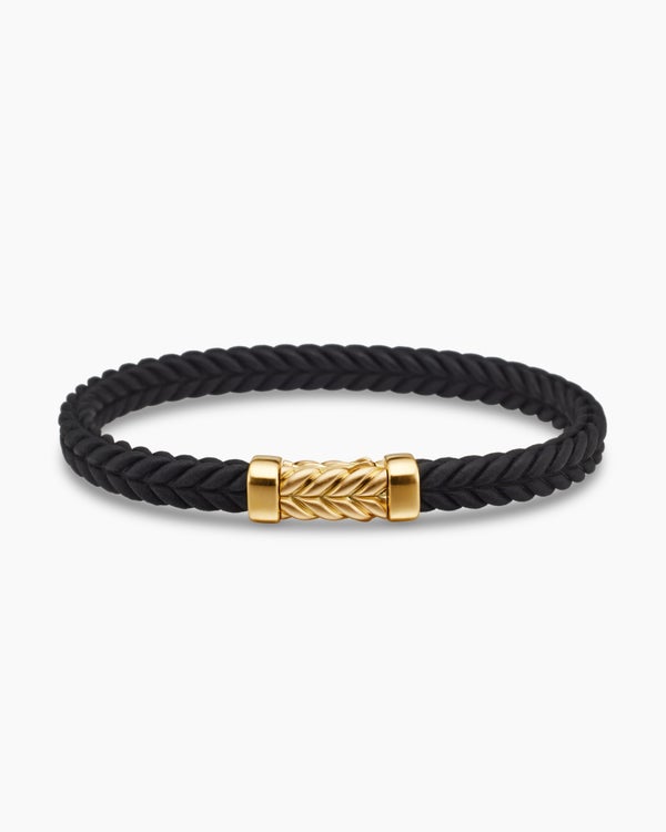 bracelet manchette HEX en caoutchouc noir avec or jaune 18 carats, 950 $.