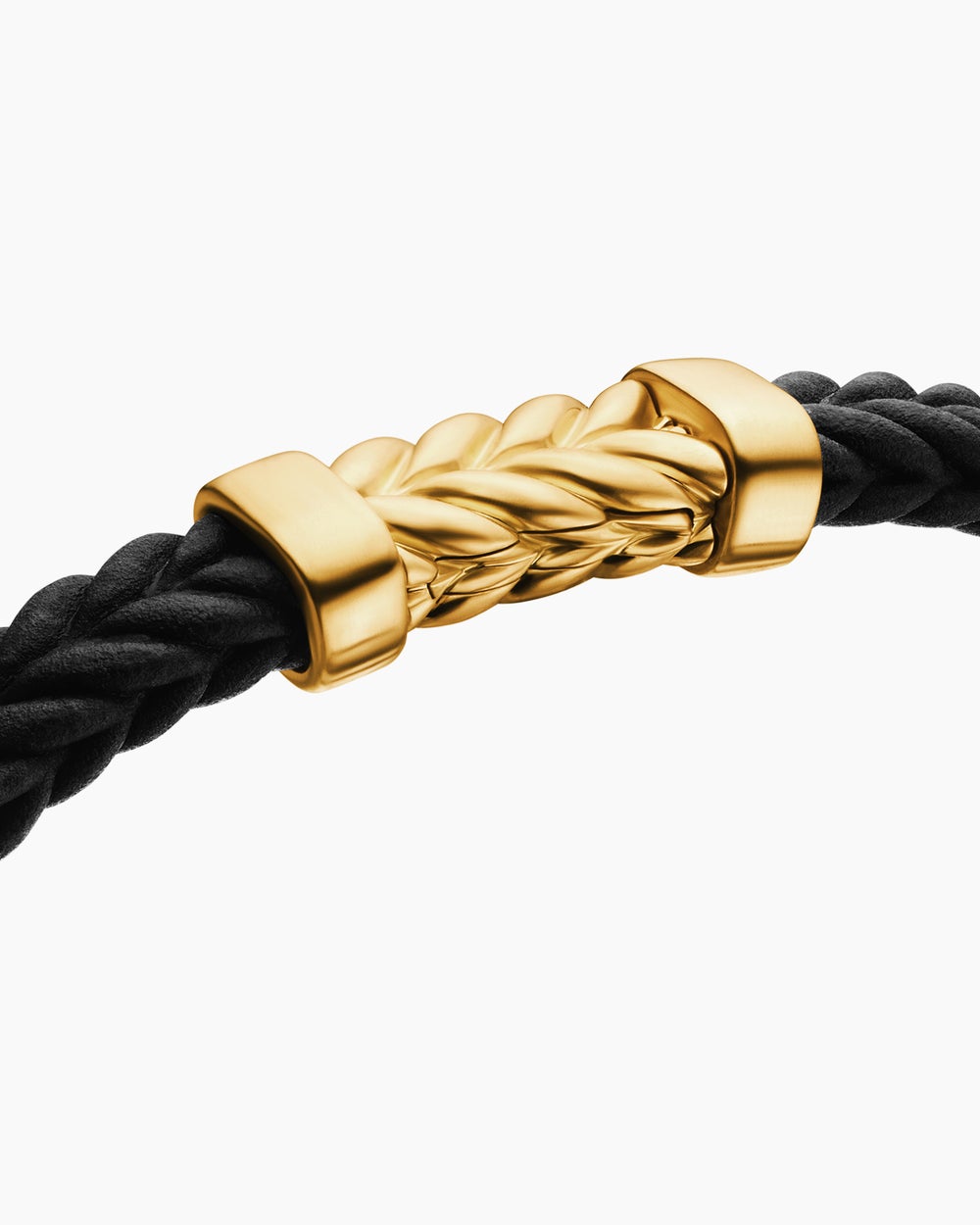 Mens Chevron Bracelet in Black Rubber with 18K Yellow Gold, 6mm