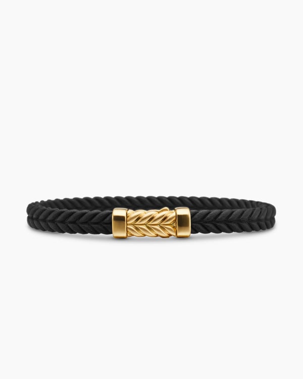 bracelet manchette HEX en caoutchouc noir avec or jaune 18 carats, 950 $.
