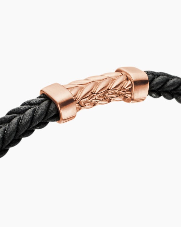 Bracelet Chevron en caoutchouc noir avec or rose 18 carats, 6 mm