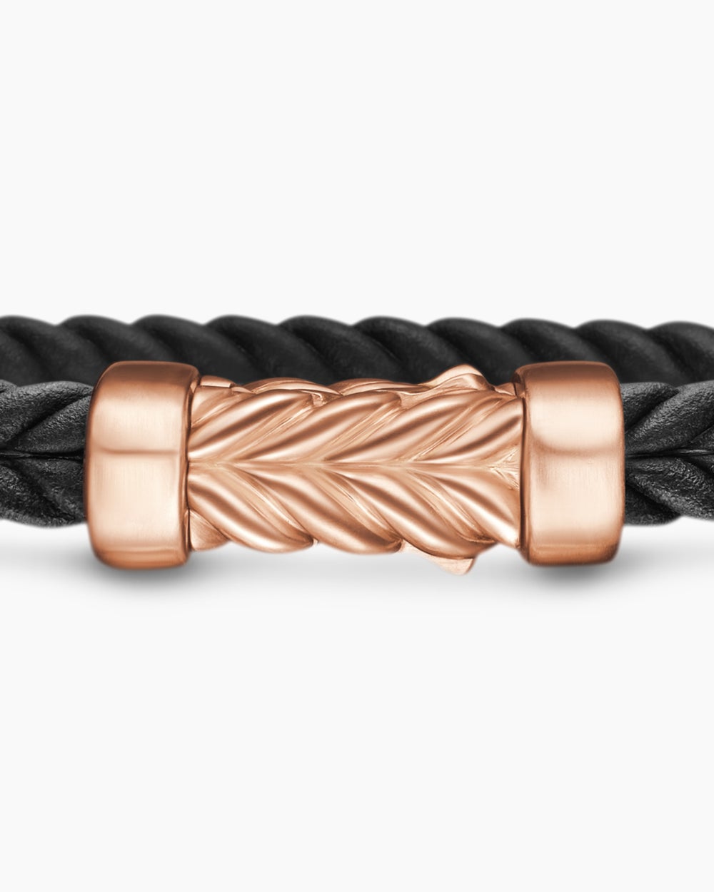 Bracelet Chevron en caoutchouc noir avec or rose 18 carats, 6 mm hommes
