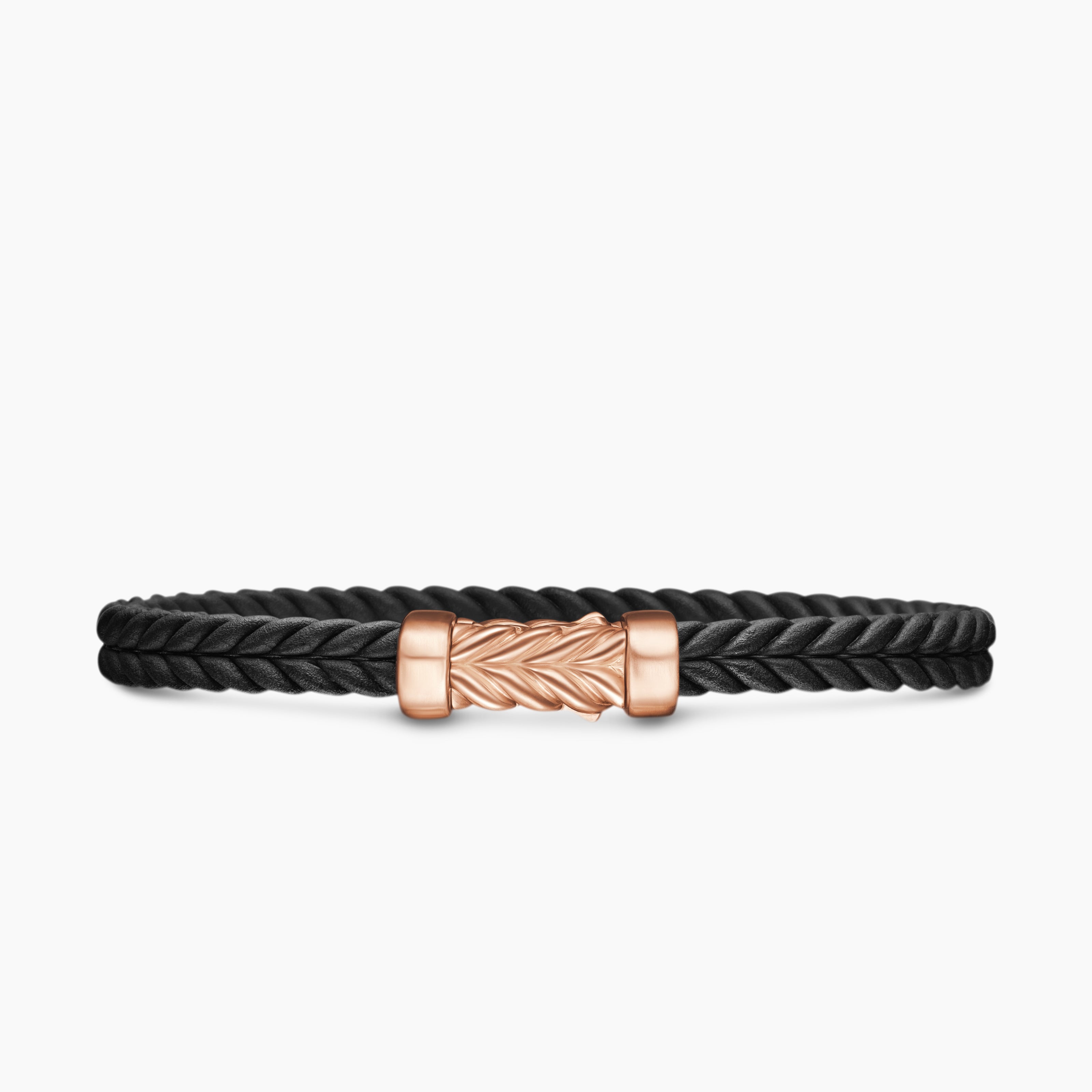 Mens Chevron Rubber Bracelet with 18K Rose Gold, 6mm