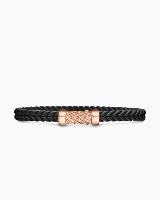 Chevron Bracelet in Black Rubber with 18K Rose Gold, 6mm