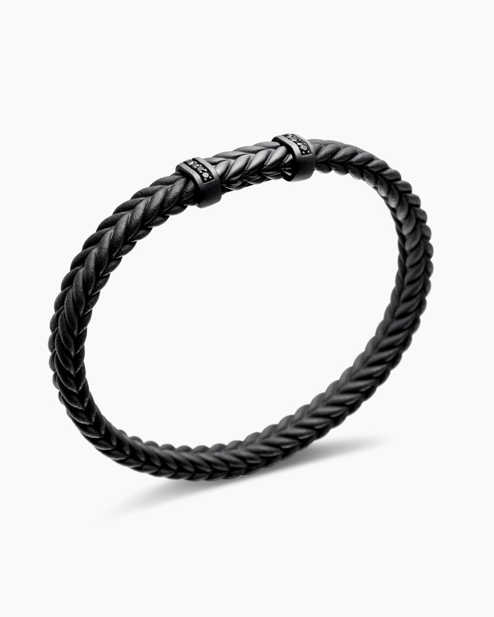 Mens Chevron Rubber Bracelet with Black Titanium, 6mm