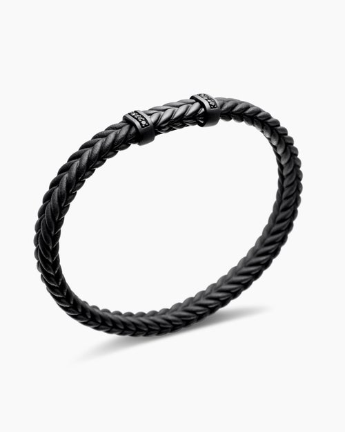 Mens Chevron Rubber Bracelet with Black Titanium, 6mm