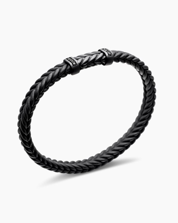 Chevron Bracelet in Black Rubber with 18K Yellow Gold, 6mm