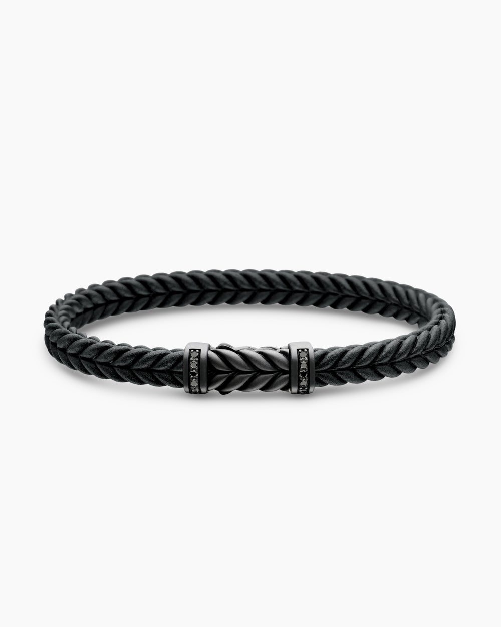 Mens Chevron Rubber Bracelet with Black Titanium, 6mm