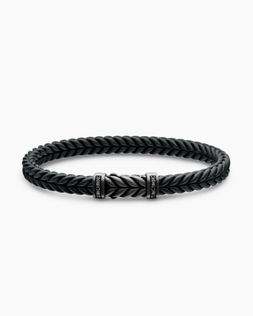 Mens Chevron Rubber Bracelet with Black Titanium, 6mm