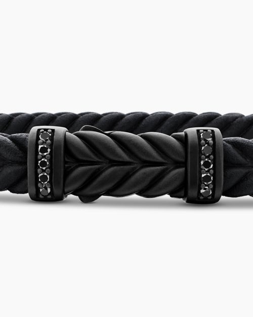 Mens Chevron Rubber Bracelet with Black Titanium, 6mm