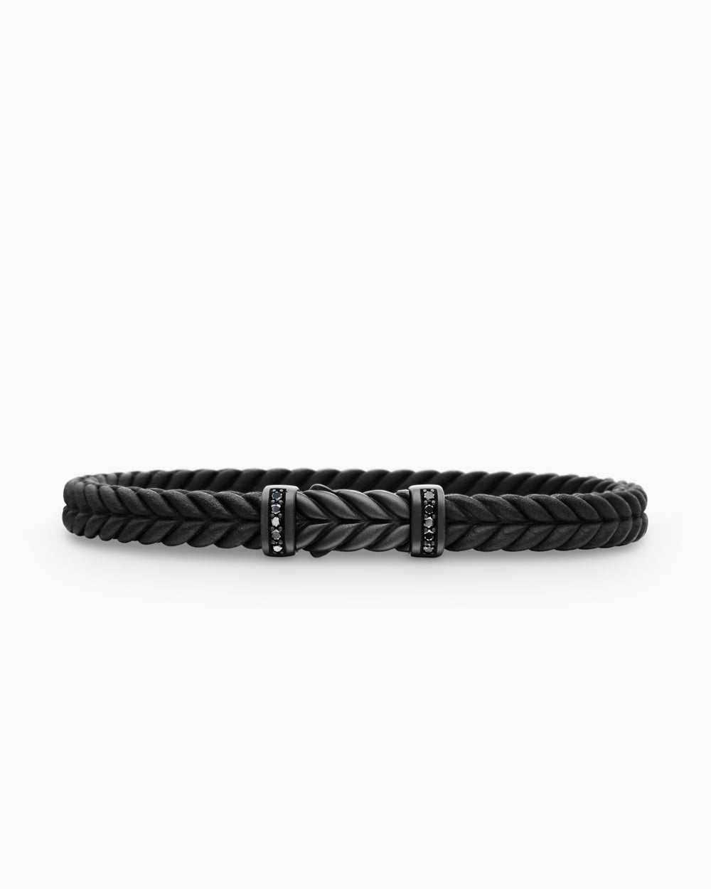 Mens Chevron Rubber Bracelet with Black Titanium, 6mm