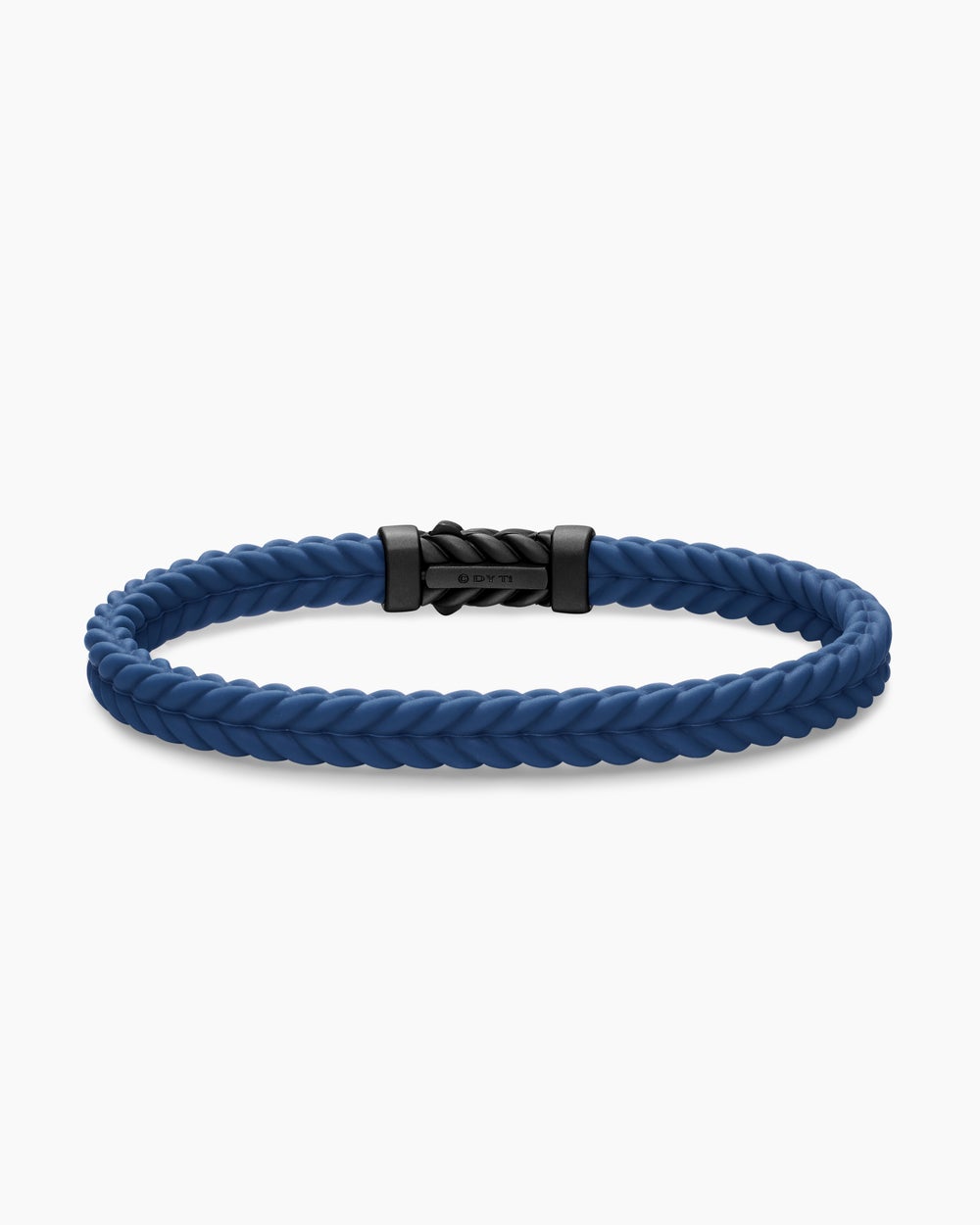Mens Chevron Rubber Bracelet with Black Titanium, 6mm